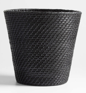 Crate & Barrel Sedona Black Tapered Waste Basket/Trash Can